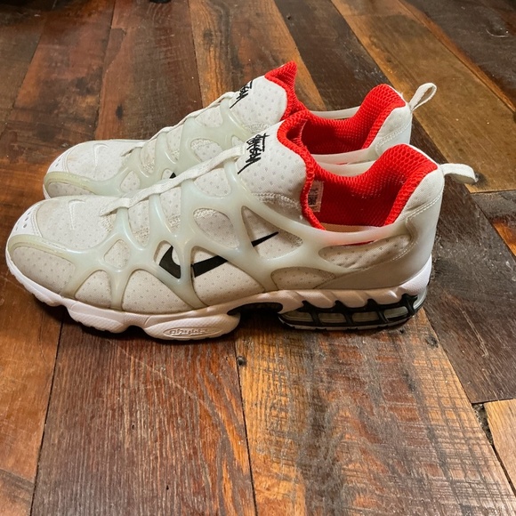 Nike x Stüssy Zoom Spiridon Cage 2 White Red Sneakers Men’s Size 13 - Picture 9 of 16